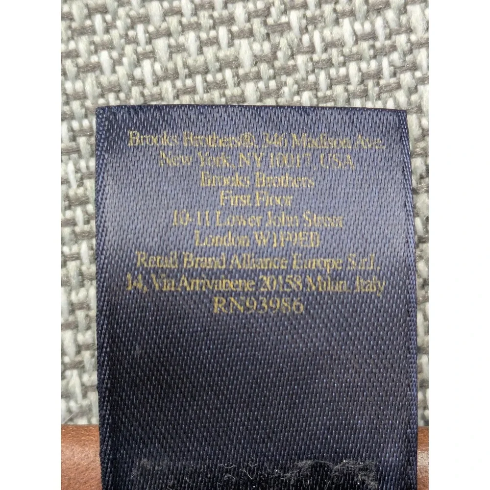Brooks Brothers Belt Mens Small Blue Woven Cotton Leather D-Ring Adjustable